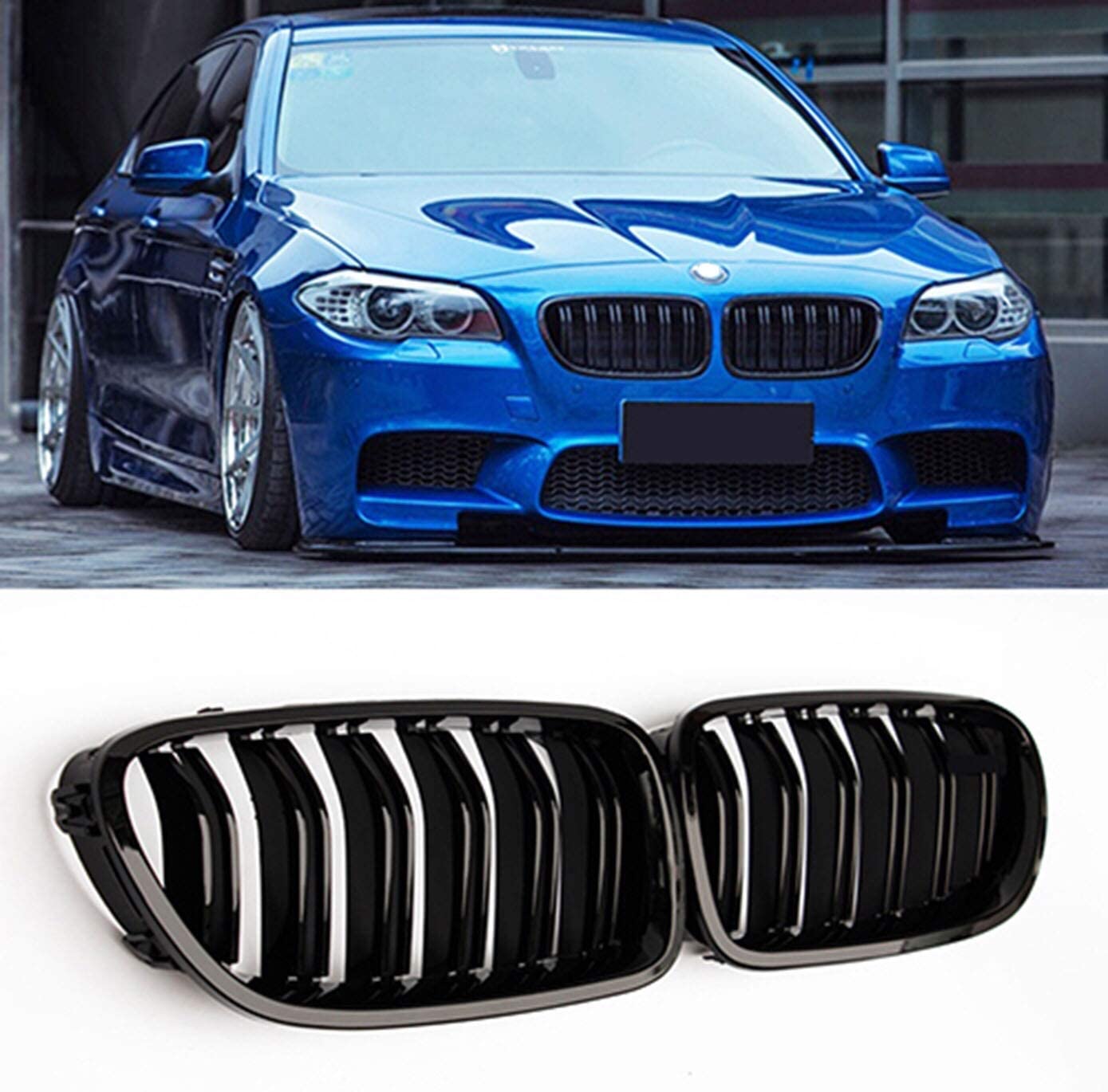 Grile duble negru lucios BMW F10 F11 2010-2017 - imagine 4